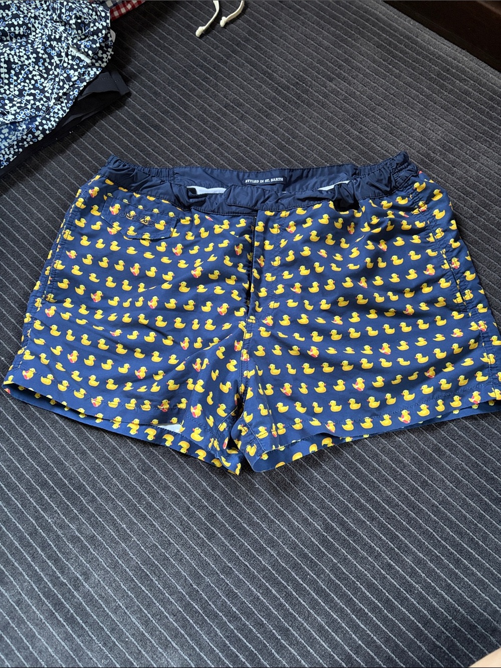 MC2 Navy Swim Shorts with Yellow Rubber Duck Print